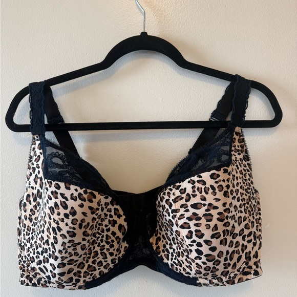 Cacique Animal Print Full Figure Lace Trim Bra - Picture 2 of 7